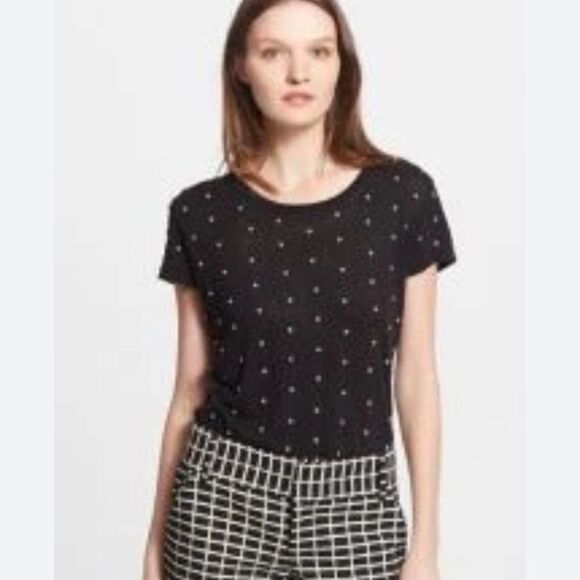 Alice + Olivia Robin Embellished Short Sleeve Shirt Women’s Medium - Picture 1 of 3